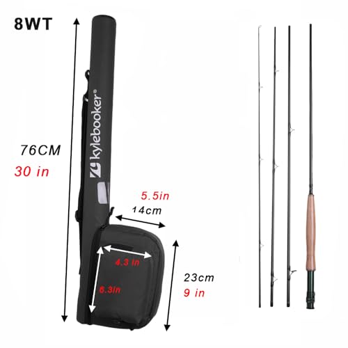 Kylebooker Fly Fishing Rod with Reel Combo Kit 3/4/5/6/7/8 Weight Starter Fly Fishing Outfit with Rod Bag - size: 8wt 9‘0“ 4pc Rod,7/8 Reel