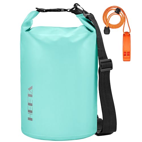 HEETA Waterproof Dry Bag for Women Men, 5L/10L/20L/30L/40L Roll Top Lightweight Dry Storage Bag Backpack with Emergency Whistle for Travel, Kayaking, Boating, Camping, Beach, Cruise Ship Essentials - color: Mint Green, size: 5L