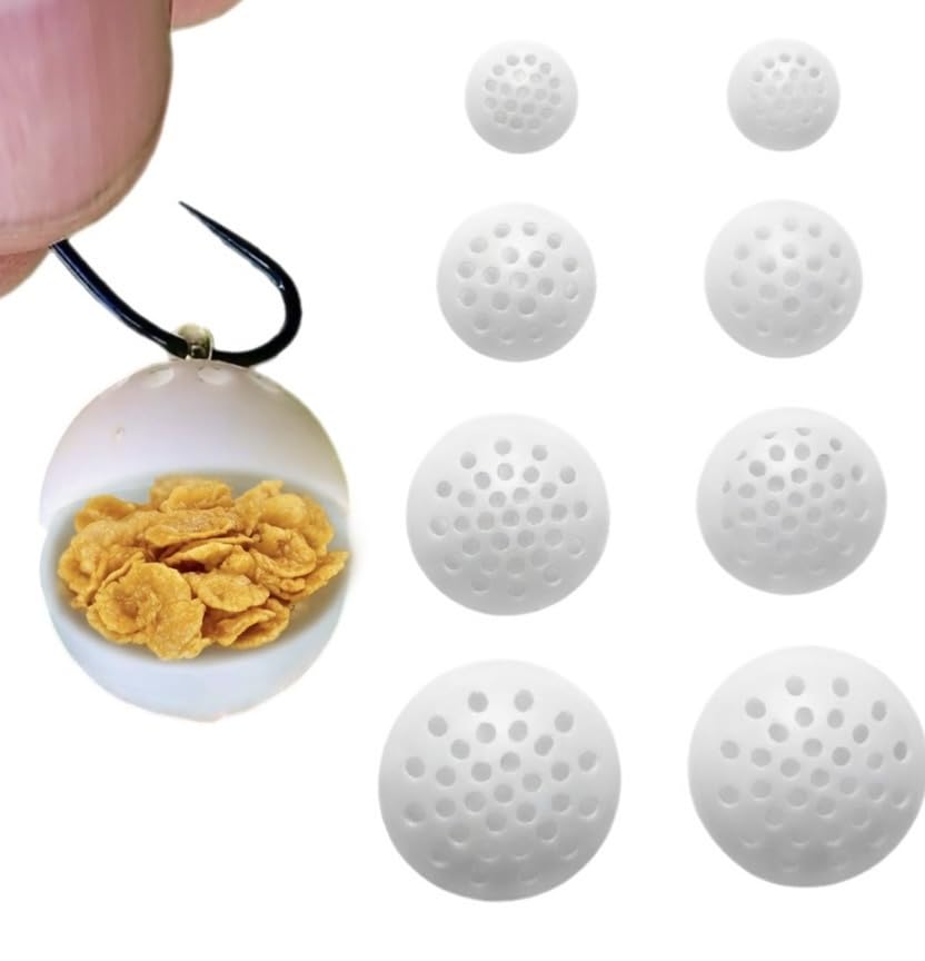Karpela Bait Matrix Shell (Set of 4) – Protective Shell for Soft Bait & Liver – Turtle & Crawfish Resistant – Carp & Catfish Rig - color: White, size: Small Hole
