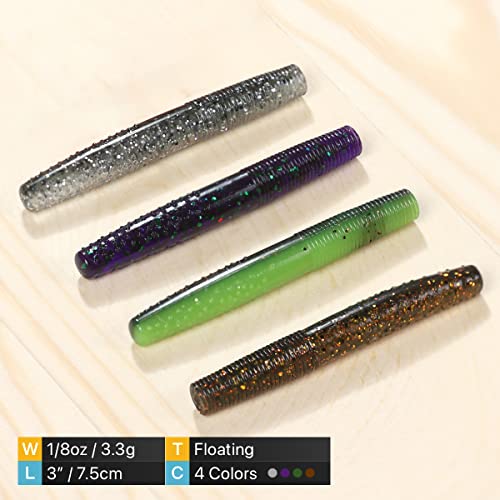 Ned Rig Baits Kit,TRD Soft Plastic Worms or Crawfish for Bass Fishing - color: Worm Kit