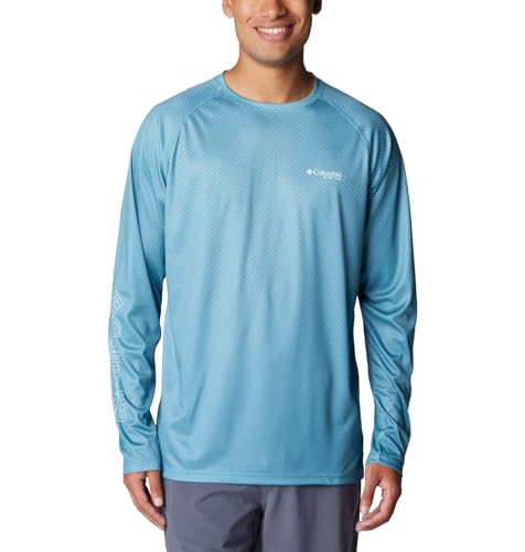 Columbia Men's Super Terminal Tackle PFG Super Fade Long Sleeve - color: Canyon Blue/Fish Hooks Sff, size: X-Large