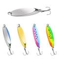 Fishing Jig Spoons Lure Set, 5pcs/25pcs Hard Metal Spinner Baits Spoon Premium Durable Treble Hooks for Bass Salmon Trout Lures Saltwater & Freshwater (5g/7g/10g/15g/20g/21g) - color: 5pcs-21g
