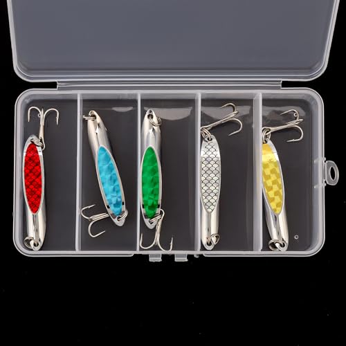 5pcs Fishing Lures Fishing Spoon, Trout Bass Lures Spinning Spoon, Hard Metal Spinner Baits Fishing Lure Spinnerbait