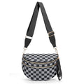 Checkered Crossbody Bum Bags for Women Nylon Checkered Purse Checkerboard Fanny Pack - color: A06-black Gray