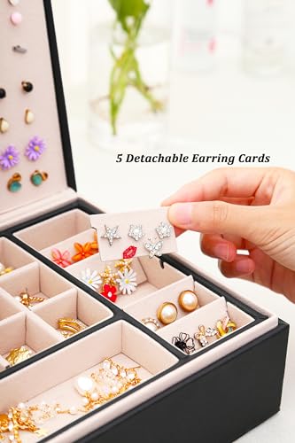 QBestry Womens Earrings Jewelry Box for Girls Jewelry Earring Organizer Box Earring Holder Organizer for Girls Jewelry Organizer Boxes for Women Girls Stud Earrings Organizers Jewelry Box Black - color: Black, size: Medium