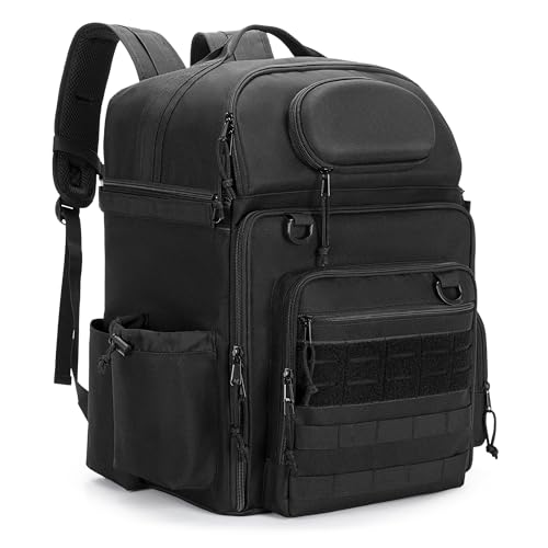 Rexmica 35L Fishing Tackle Backpack Bag with Cooler, Fishing Rod Bag Holds 2 Rods & Reels for Tackle Boxes or Other Fishing Gear, Fishing Pole Backpack, Black