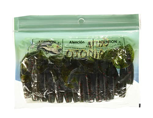 Yamamoto 5" Single Tail Grub Soft Plastic Fishing Angling Swimbait Lures with Tail-Curling Action - 20 Pack - color: WATERMELON W/ BLACK & RED FLAKE (20 PACK), size: 5" SUPER GRUB (Pack of 6)