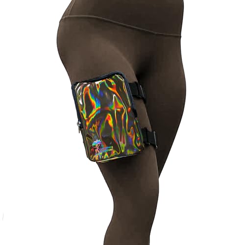 Holographic Thigh Bag | Leg Harness for Women | Outdoor Leg Pouch | Carnival Hiking Travel Fanny Pack with Adjustable Straps | Brown - color: Brown