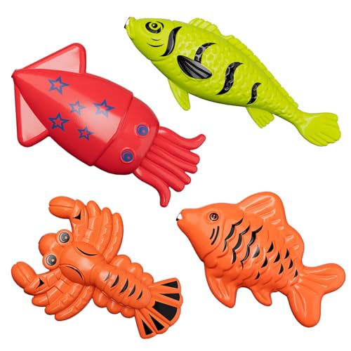 Magnetic Fishing Pool Toys Game for Kids Toddlers 3-5 4-8, Water Table Bathtub Toy with Inflatable Pool Pole Rod Net Plastic Floating Fish, Water Bath Pool Outdoor Toys for Kids Toddlers Baby - style: 44 fish with pool