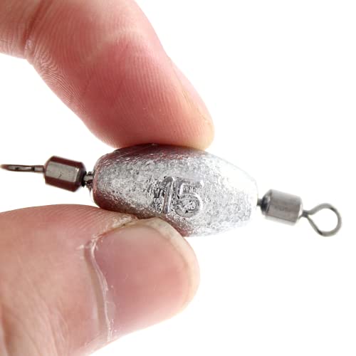 Hitefu Fish Weight Sinkers, Inline Weights Lead Fishing Weights Trolling Sinkers, Egg Sinkers for Bottom Fishing (3/8, 1/2, 3/4oz) - size: 1/2oz