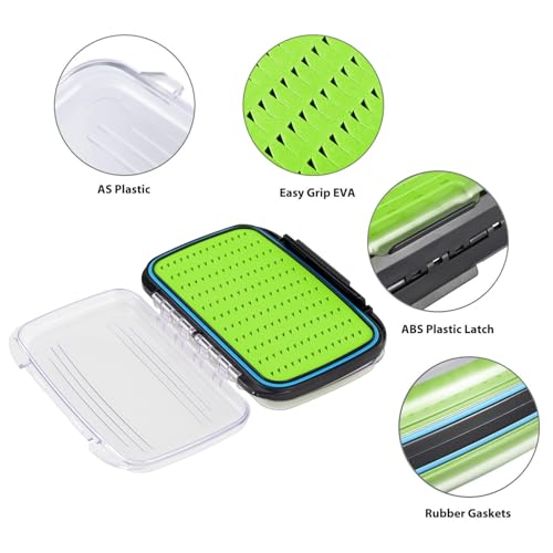 Gonex Fly Boxes for Fly Fishing Jig Boxes Two-Sided Waterproof Lightweight Fly Fishing Box Easy Grip Transparent Lid Fly Fishing Lures Box Sizes A+B+C, Green - color: Green, Black, Transparent, size: SizeA+SizeB+SizeC