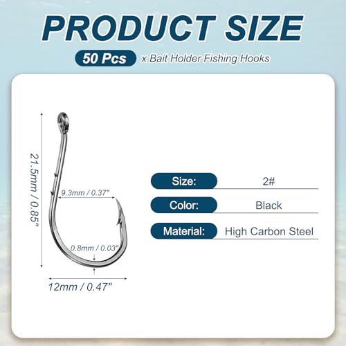 Bait Holder Fishing Hook, High Carbon Steel Double Barbed Fishing Hooks Closed Eye - style: 2#