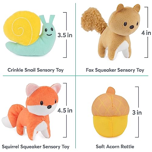 Baby GUND Play Soft My Woodland Friends 5-Piece Plush Playset with Rattle, Squeaker & Crinkle Plush Toys, Sensory Toy for Babies & Newborns, 7.5” - style: Woodland Friends