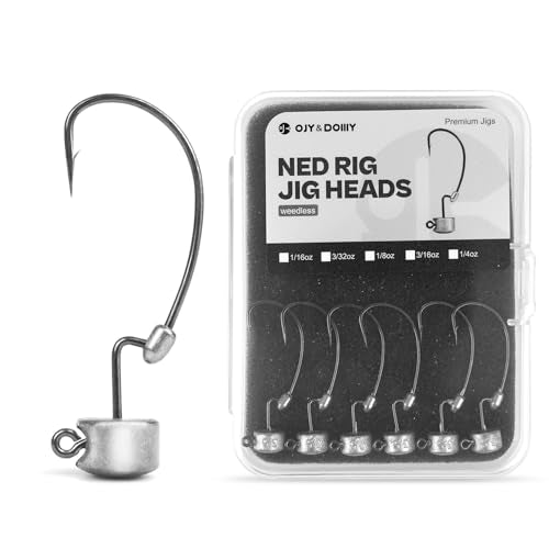 20Pack Weedless Ned Rig Jig Heads with Molded Bait Keeper System – Mushroom Head for Weedless Finesse Bass Fishing 1/16 1/8 3/16 1/4oz - color: Natural, size: Assorted - Assorted - 20Pack
