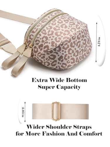 Pure Colour Crossbody Bag Bum Bag for Women,Spacious Purse Fanny Packs Belt Bag,Oversized Bum Bag (Beige Leopard Bum Bag) - color: Beige Leopard Bum Bag