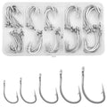 Live Bait Hooks Saltwater O'shaughnessy Circle Hook Stainless Steel Short Shank in-Line Point Fishing J Hooks for Catfish Tuna Bass Salmon Size 1#-5/0 - size: Mixed(1/0-5/0) Kit-60pcs