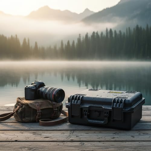MEIJIA Premium Waterproof Hard Camera Case,Hard Case with customizable fit foam,Full Protection with Light&Convenient Design,Elegant Black (16.19"x12.69"x6.62") - size: 16.19"x12.69"x6.62"