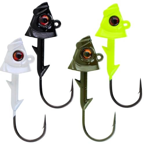 Reaction Tackle Swimbait Jig Heads with Weighted Hook - Realistic Fish Head Lures for Bass and Walleye - Soft Plastic Swimbait Heads for Freshwater and Saltwater (5-Pack) - color: White, size: 3/8 Oz