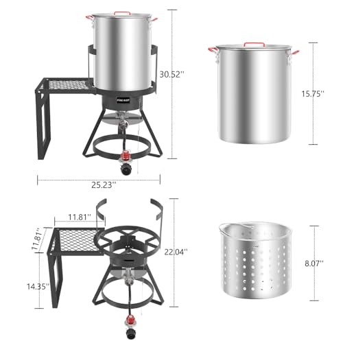Fire Riot 30Qt Turkey Fryer with Basket, Outdoor Propane Deep Fryers Burner Stand, 50,000BTU Cast Iron Burner, Steamer and Seafood Boiler Set, Black - style: 30-Qt Turkey Fryer