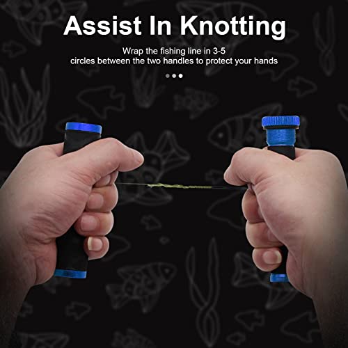 Pilipapa Fishing Knot Puller Tool, FG Knot Tying Tool with Aluminum Alloy Body, Fishing Line Spooling Drag Device for Saltwater Freshwater Fishing (Blue, 4.5 Inch)