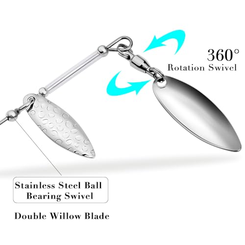 Spinnerbait Fishing Lure, Hard Metal Jig Spinner Baits Kits Swimbait for Bass Trout Pike Salmon Walleye Freshwater Saltwater 5pcs/Pack - color: Spinnerbait 5pcs/set 4, size: 1/2oz