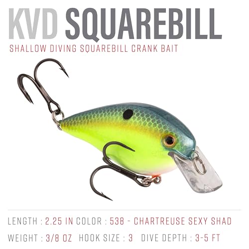 Strike King KVD 1.5 Hard Knock Fishing Lure, 3/8 oz, 3D Lifelike Eyes - color: 538 - Chartreuse Sexy Shad, size: 1.5-Ounce