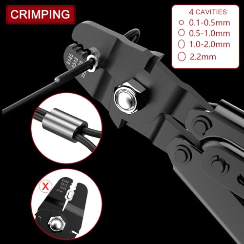 328ft Wire Rope Crimping Tool Kit, Fishing Crimping Tool With Black Vinyl Coated Wire Rope, 7x7 Strand Core(1.5mm), 200Pcs 1/16''Aluminum Crimp Loop Sleeves And 20Pcs Stainless Steel Thimble - color: Cable Crimper, 328ft Black Vinyl Coated Wire Rope, 200p