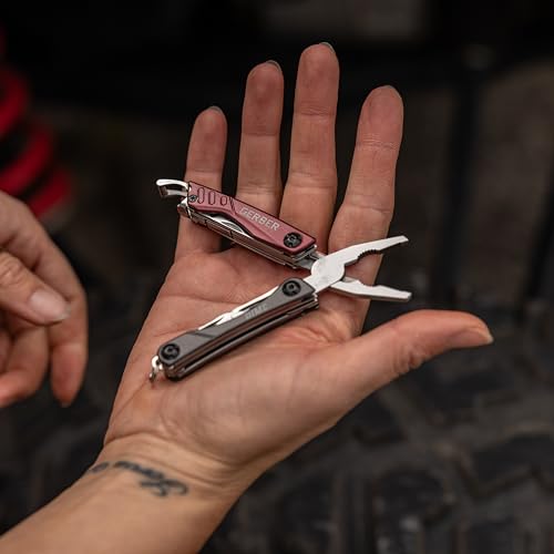Gerber Gear Dime 12-in-1 Mini EDC Multitool - Needle Nose Pliers, Pocket Knife, Keychain, Bottle Opener - EDC Gear and Equipment, Gifts for Men - Red - color: Red, size: Single