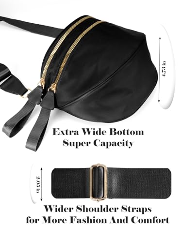 Pure Colour Crossbody Bag Bum Bag for Women,Spacious Purse Fanny Packs Belt Bag,Oversized Bum Bag (Colour Bum Bag-Black) - color: Colour Bum Bag-Black