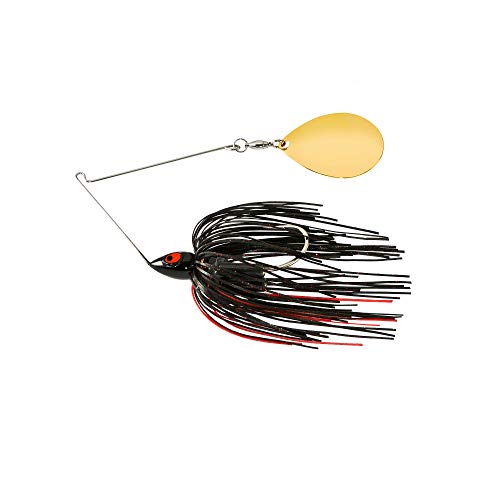 War Eagle Custom Lures Night Time Painted Head Single Colorado Spinnerbait Black Red Skirt 3/4 oz.