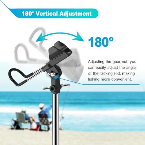 2 Pack Fishing Rod Holders for Bank Fishing, Multifunctional Stainless Steel Fishing Pole Holders for Ground, 360 ° Adjustable & Detachable Easy to Carry, Gift for Men Father’s Day, Birthday Day - style: All-season