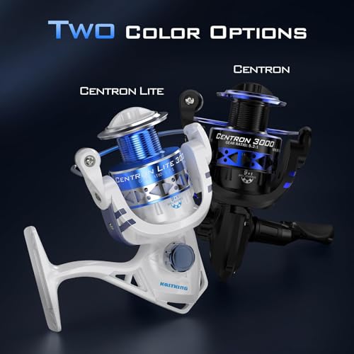 KastKing Centron & Centron Lite Spinning Reels, Size 500 is Perfect for Ice Fishing, Up to 17.5 Max Drag, 5.2:1 Gear Ratio, Ultra Smooth Powerful, CNC Aluminum Spool, 9+1 BB Light Weight - color: Centron Lite - Collapsible Handle, size: Size 2000