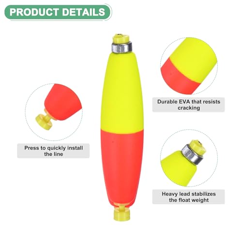 M METERXITY Pack Fishing Bobbers Floats, EVA Foam Weighted Bobbers, Clip-on Floats Slip Corks Floaters Strong Buoys - color: Red & Yellow, size: 3.78" Length