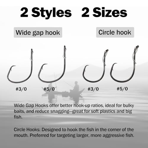 Eupheng Fluke Flounder Hi-Lo Rig, 3/0 5/0 5PCS Saltwater Fishing Bait Rigs with Mylar Teaser for Surf Ocean Fishing Sea Bass Halibut Rockfish Cod - size: Wide Gap Hook-#5/0-5PCS