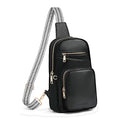 Anti Theft Crossbody Bags for Women RFID Leather Sling Purses,Crossbody Bags Travel Leather Fanny Pack for Women - color: Pure Black