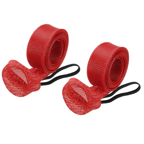 PATIKIL Rod Sock, Fishing Rod Sleeve Cover Braided Mesh Pole Protector Gloves Fishing Tools Flat End for Spinning Fishing Rod Fly Rod Ice Rod Casting Rod - color: Red, size: 67 Inch