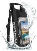 Pelican Marine IP68 Waterproof Dry Bag 2L with Phone Pouch/Case - Black | Roll Top Waterproof Backpack with Touchscreen Phone Pouch - Swimming, Kayaking, Camping, Rafting, Fishing & Travel Essentials - color: Stealth Black - 2L, size: 2L