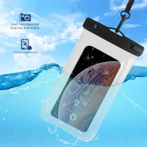 Floatable Soap Bubble Waterproof Phone Pouch/Case with Crossbody Lanyard for iPhone 17 16 Pro Max/15 Pro/14/13/12, IP68 Cellphone Dry Bag Beach Cruise Ship Essentials, 2 Pack-Sand Dollar-7″ - color: A06-Sand Dollar-2 Pack