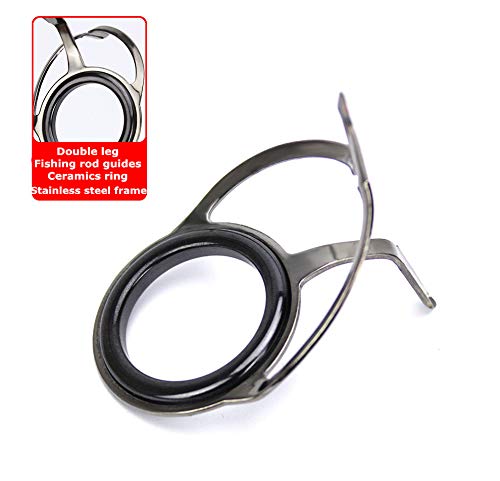 8pcs Fishing Rod Tip Repair Kit Rod Top Tips Replacement Fishing Rod Tips Stainless Steel Ceramic Ring Guide Tips - color: Double Leg Fishing Rod Guides_8pcs