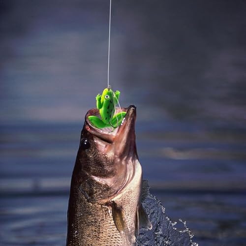 Green Frog Lures for Bass Fishing Topwater Frog Realistic Bass Swimbait Soft Floating Bait Artificial Bass Lure for Pike Saltwater Freshwater Bass Trout,Fishing Soft Lures, Baits and Attractants
