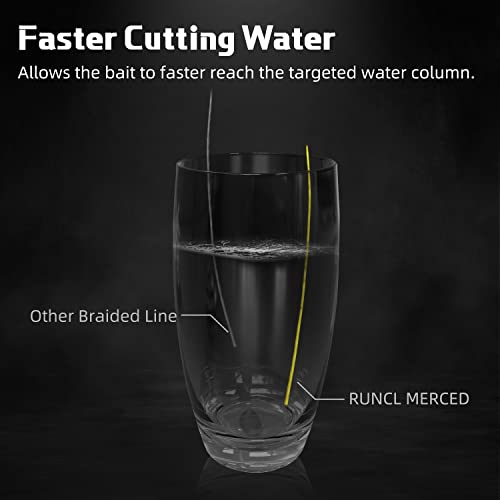 RUNCL Braided Fishing Line Merced, 1000 500 300 Yards Braided Line 4 8 Strands, 6-200LB - Proprietary Weaving Tech, Thin-Coating Tech, Stronger Smoother for Freshwater Saltwater - color: Hi-Vis Yellow, size: 10lb/500yards (4 Strands)