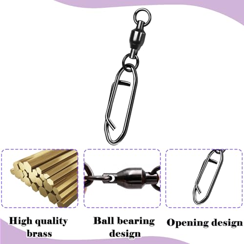 Ball Bearing Snap Swivels 25Pcs Fishing Clips Quick Change Connector Stainless Steel Terminal Tackle for Saltwater Freshwater Size 0# 1# 2# 3# 4# 5# - size: 0#_44lbs_25pcs