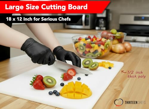 Commercial Grade Plastic Cutting Board 18 x 12 x 1/2 Thick High Density White Poly, NSF Certified and Dishwasher Safe for Food Service - color: White