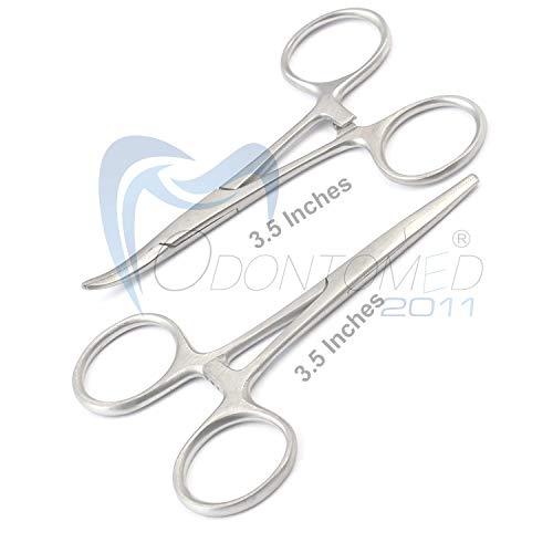 2pc Fishing Set 3.5" Straight + Curved Hemostat Forceps Locking Clamps Stainless Steel