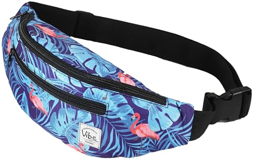 Vibe Festival Gear Rave Fanny Pack for Women Men – Festival, 4 Pockets, Adjustable Strap, Cute Waist Bag, Crossbody Belt Bag, Hiking, Running, Cycling - color: Flamingo, size: Fits Most