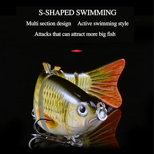 WOLFSKIN Fishing Topwater Lures Set for Bass Trout 3pcs 4in Multi Jointed Swimbaits Slow Sinking Fishing Baits Kit Lifelike Swimming Fish Freshwater, Saltwater (3pcs)