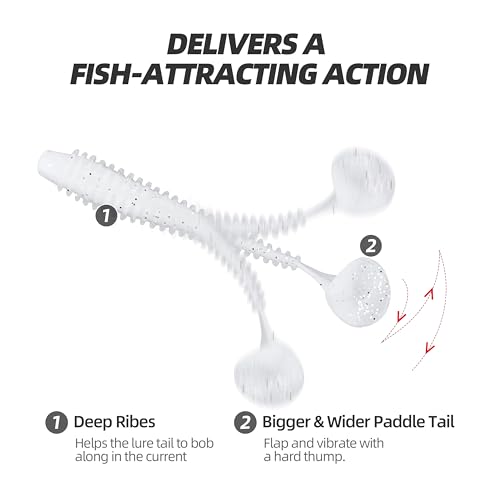 Paddle Tail Swimbaits 100/80/50PCS, 5/4/3/2 inch Soft Fishing Lures Bulk Pack – Durable Lifelike Action Lures for Bass, Trout, Crappie – Freshwater & Saltwater Fishing Gifts - color: Assorted Colors, size: 2in, 100pcs