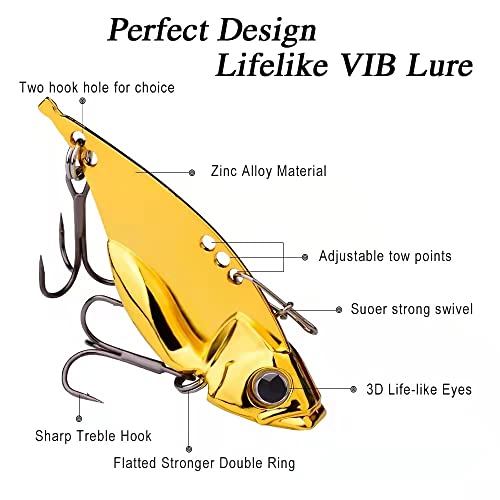 5 Pack Metal Blade Baits for Bass Fishing Lures Hard Metal VIB Fishing Spoons Crankbaits Swimbaits for Trout Walleye Crappie Saltwater Blade Bait Fishing - color: Silver Blade Baits_5pcs/box