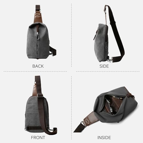 MOYYI Canvas Sling Bag Small Crossbody Bag for Men & Women, 2.5L Mini Casual Daypack Shoulder Bag, 2.5L Capacity (Grey) - color: 8004grey-2.5l