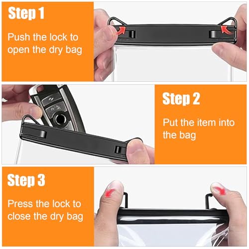 3 Pack Waterproof Wallet Car Key FOB Holder Pouch,Swimming Surfing Water Sports Small Waterproof Pouch Holder Dry Bag for Credit ID Card Door Card Cash Coin Fishing License - color: Black-3pcs